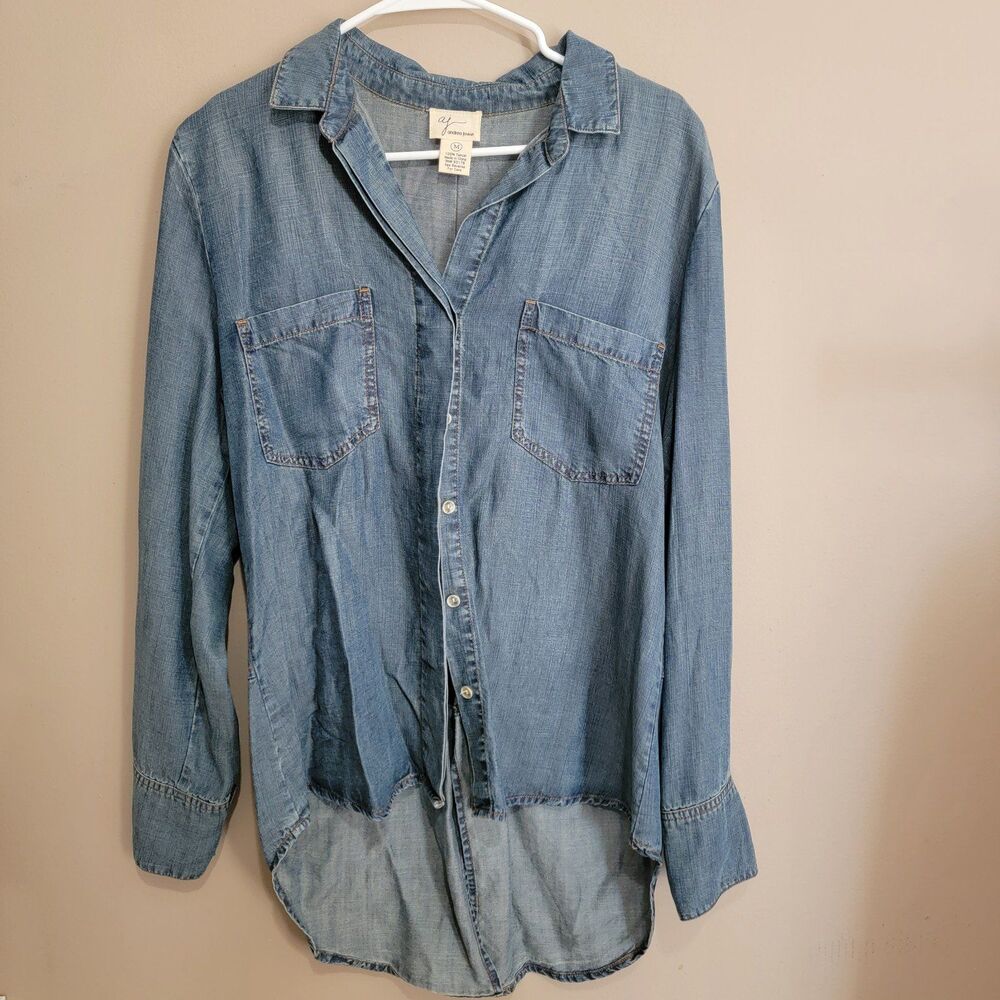 AJ Andrea Jovine 100% Tencel Button Up Shirt Size Medium
